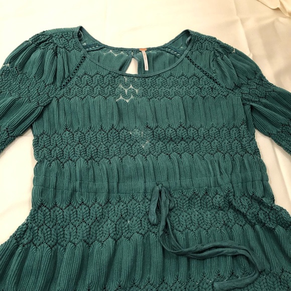 Free People Tops - Free People Dark Aqua Boho Embroidered Top
